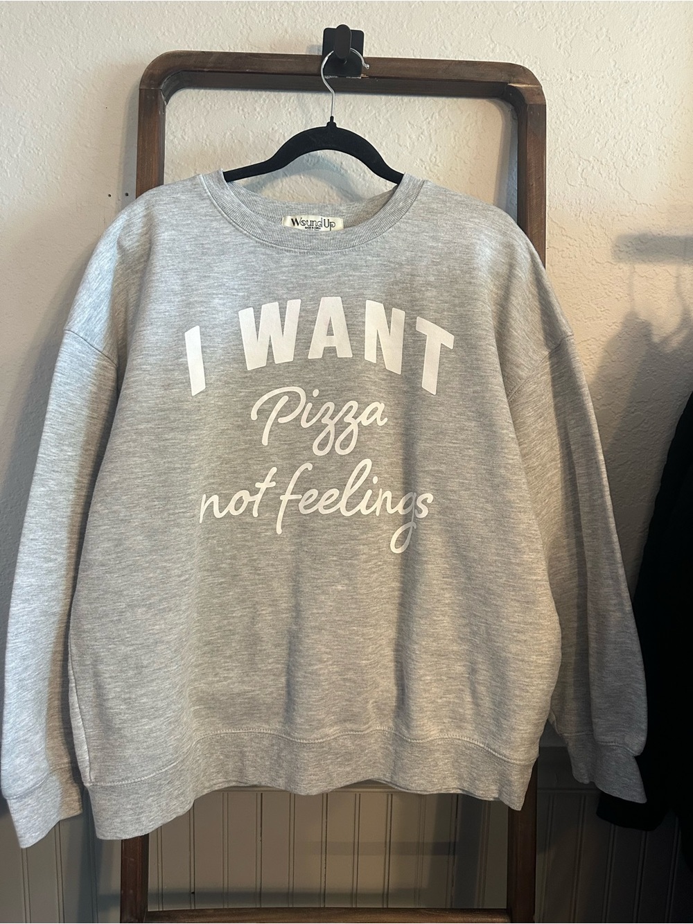 Wound Up Gray Crewneck Sweatshirt with White Graphic